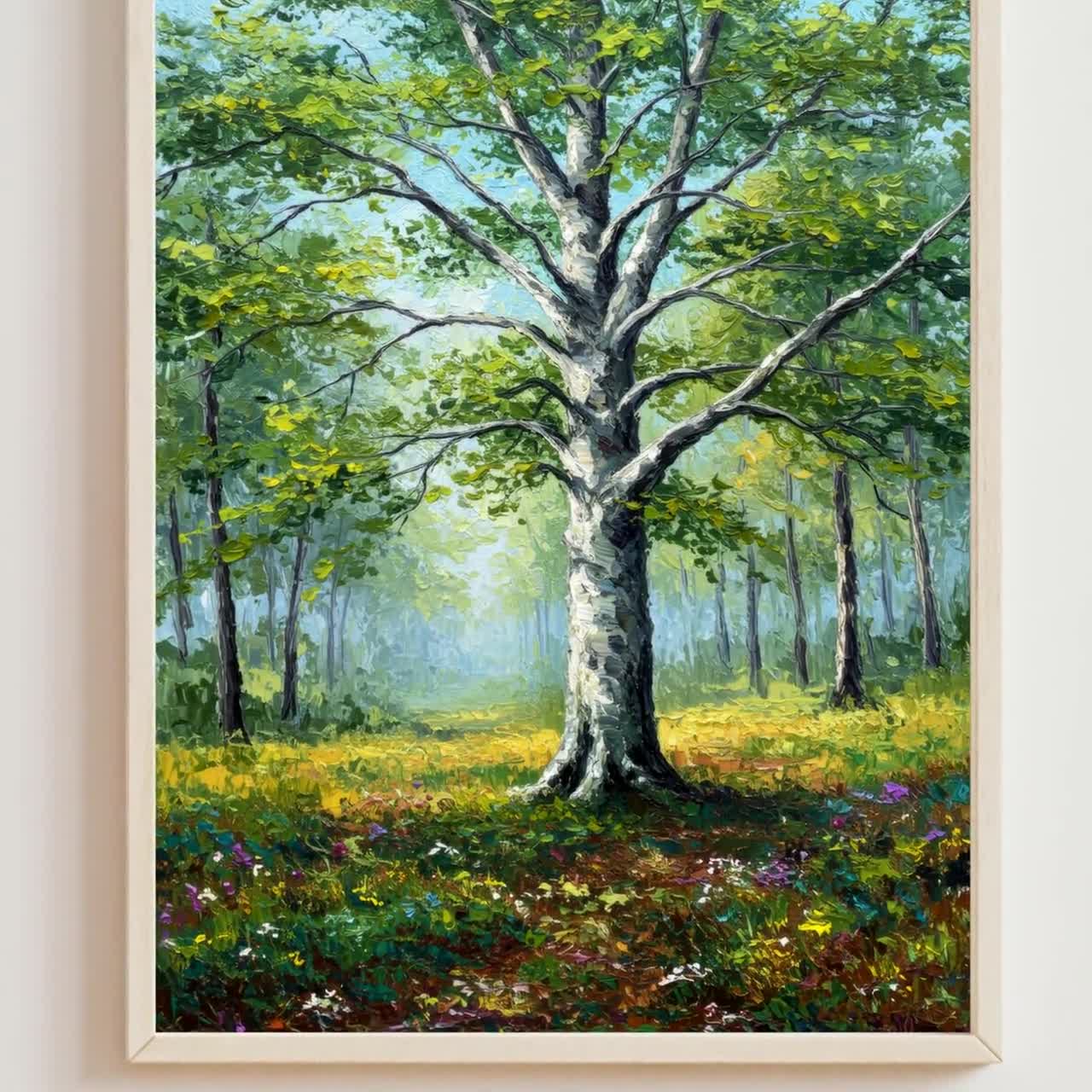 ブナの木の風景画：魅惑の森の壁アート（デジタルダウンロード